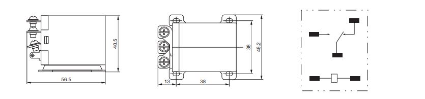 LJQX-30F/1Z Installation dimensions and connecting diagram